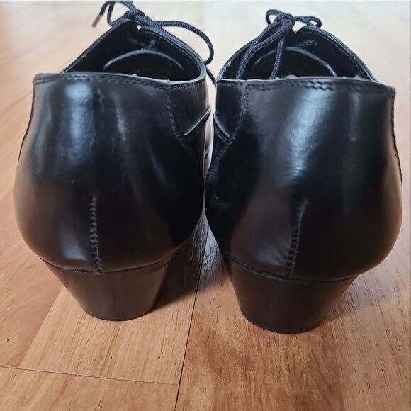 Basini Black Leather Oxford Shoes with Cuban Heel – Size 7.5 - Picture 5 of 10